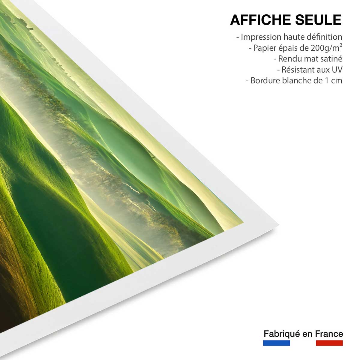 Affiche nature collines brumeuses affiche seule, HEXOA
