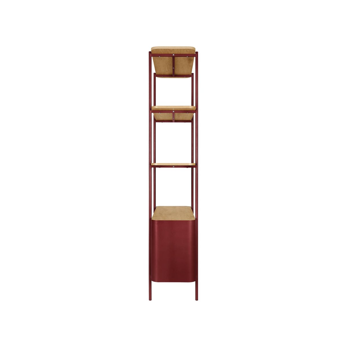 Etagère bibliothèque métal courbé et décor bois 6 niveaux MOLTO rouge, SWEEEK