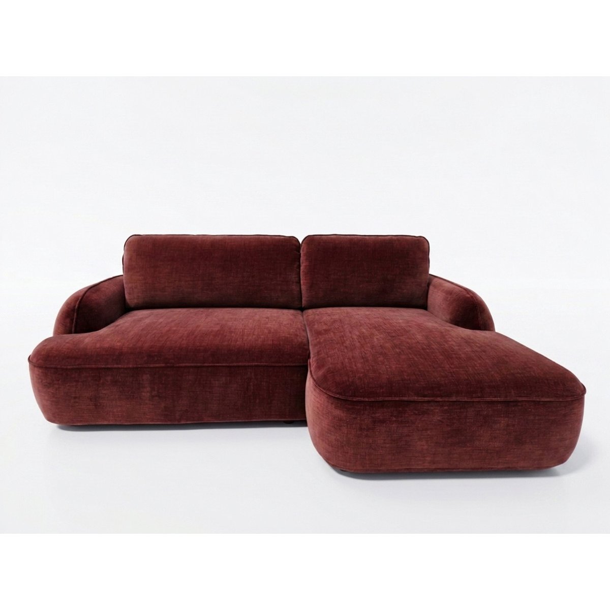 Canapé d'angle convertible 3 places en tissu lisse, CELESTE rouge, BOBOCHIC