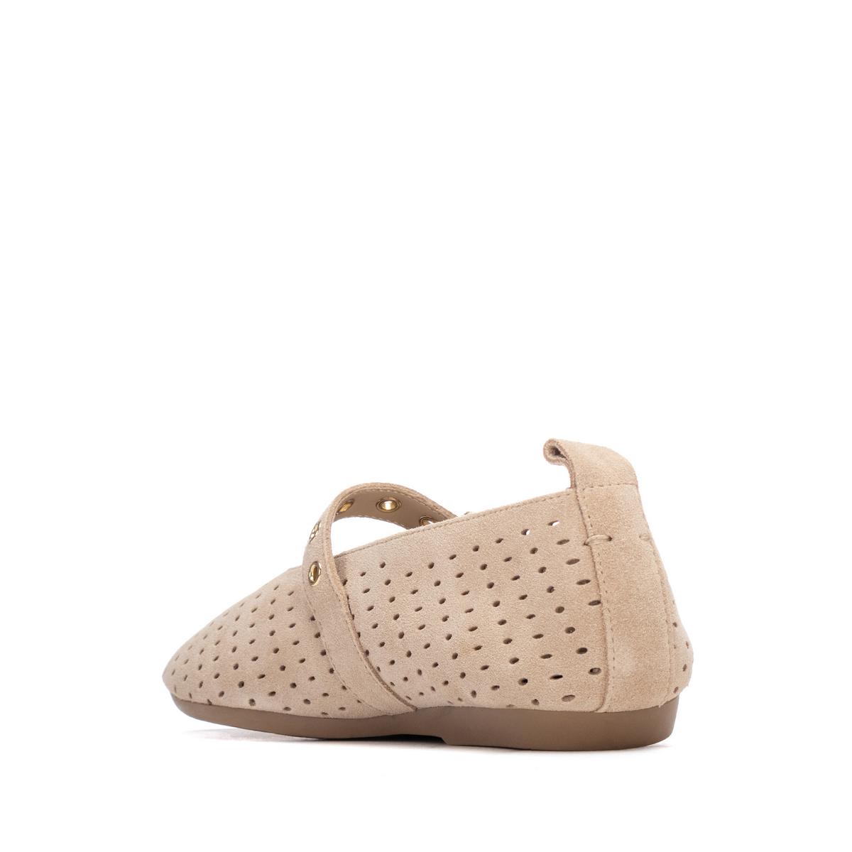 Chaussure Ballerine Plaine Décontractée Boucle beige, CARMELA