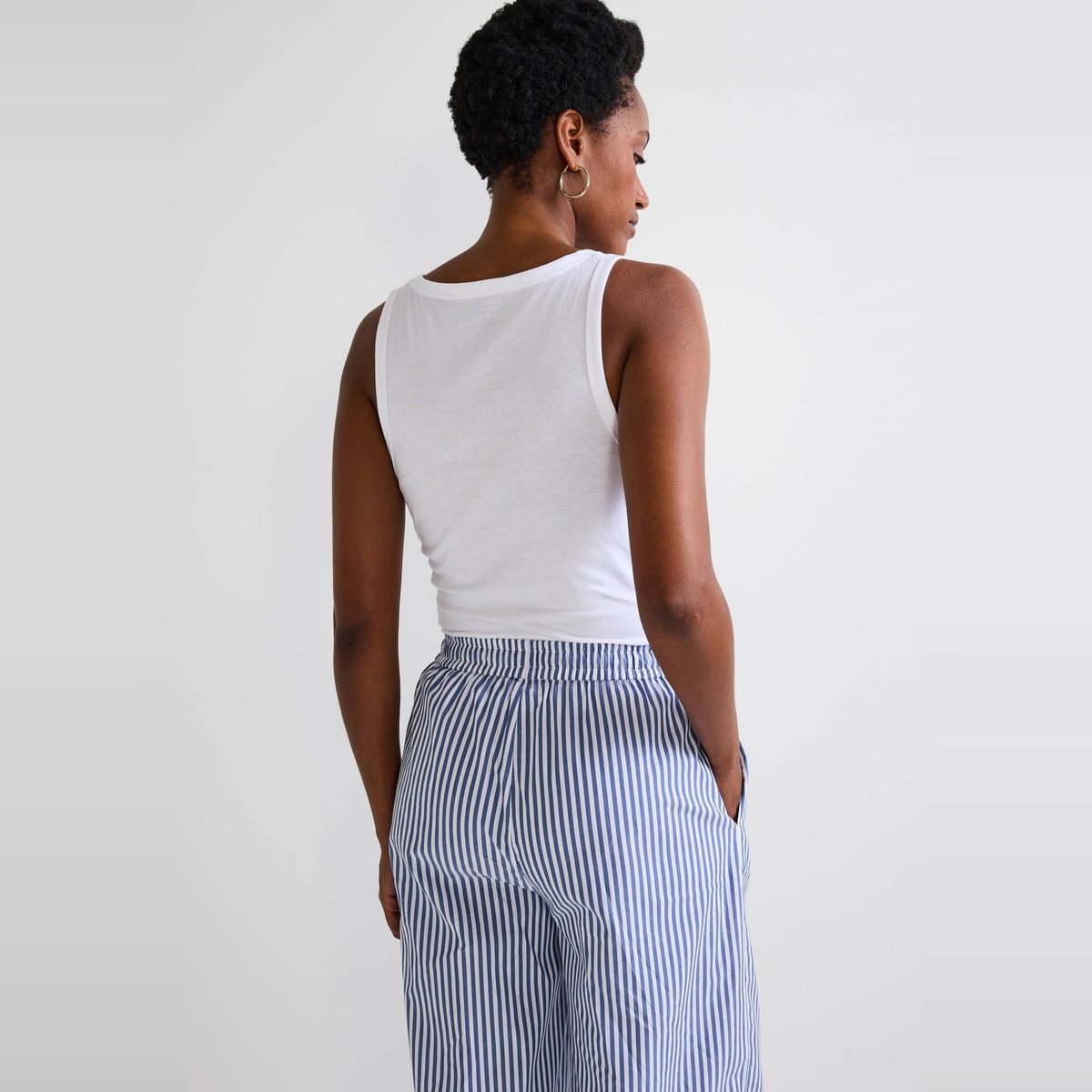 Débardeur col rond uni en coton BIO GOTS blanc, MONOPRIX