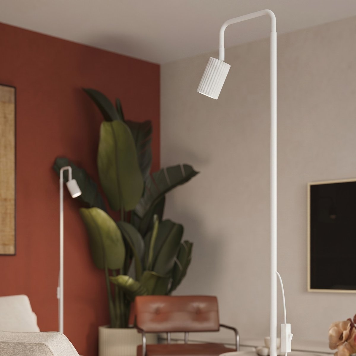 Lampadaire Aluminium Blanc GU10 1 KARBON blanc, EDEN