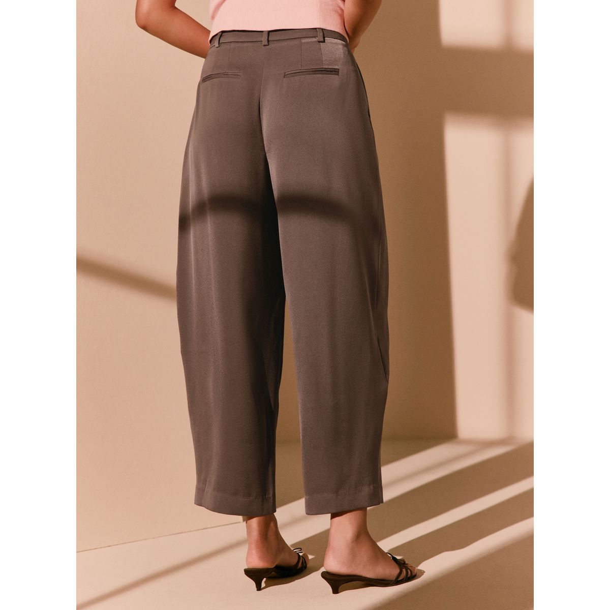 Pantalon bouffant en satin marron, NEXT