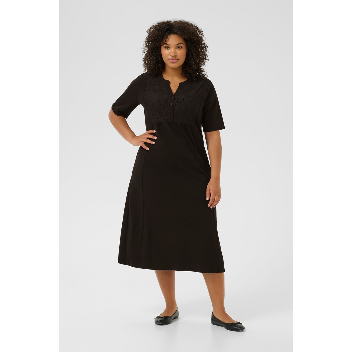 Jersey dress noir black deep, KAFFE CURVE