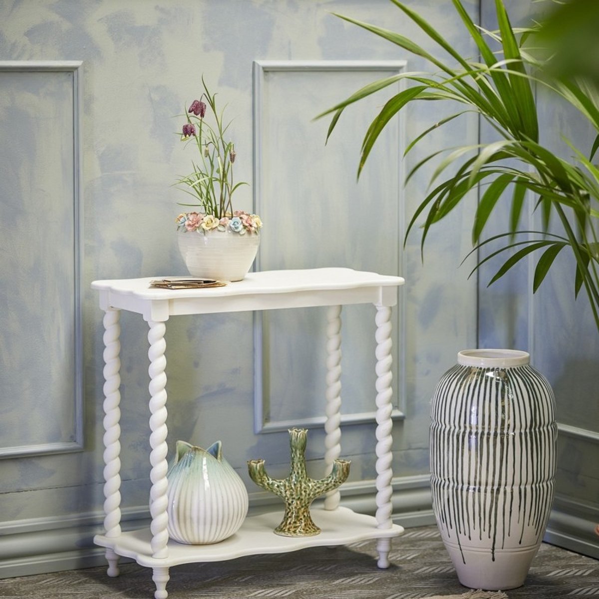 Table console bois pieds torsadés  Bia blanc, BLOOMINGVILLE