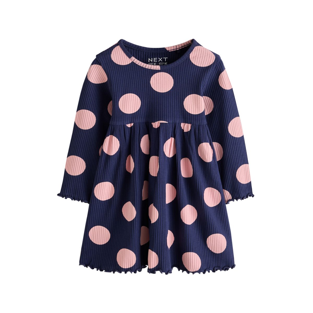 Robe côtelée à manches longues, lot de 3 rayures vertes/pois marine/rayures rouges, NEXT