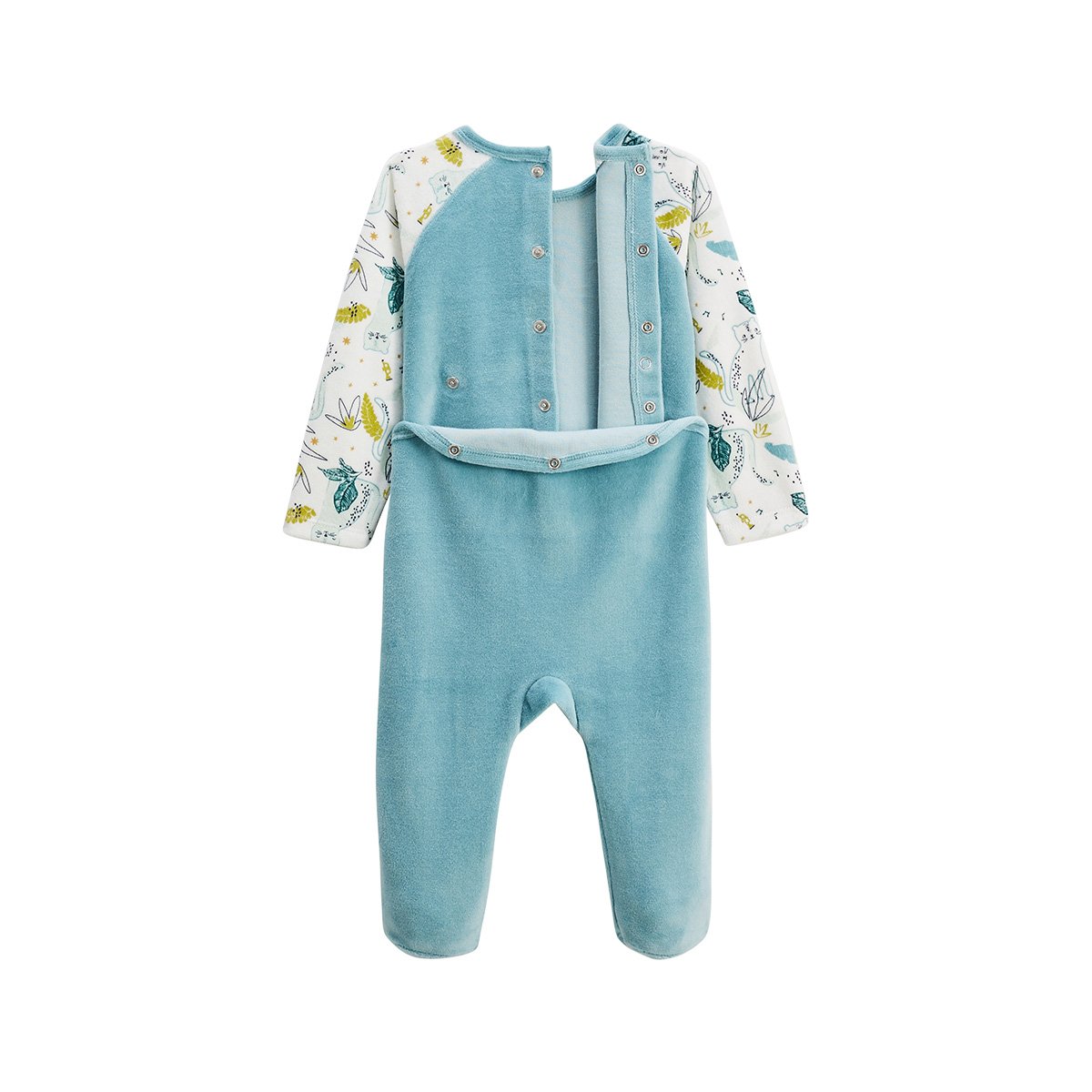 Pyjama bébé en velours Oscar bleu, PETIT BEGUIN
