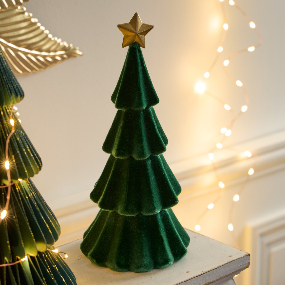 Sapin de Noël décoratif en velours vert H. 30 cm vert, FEERIC LIGHTS & CHRISTMAS