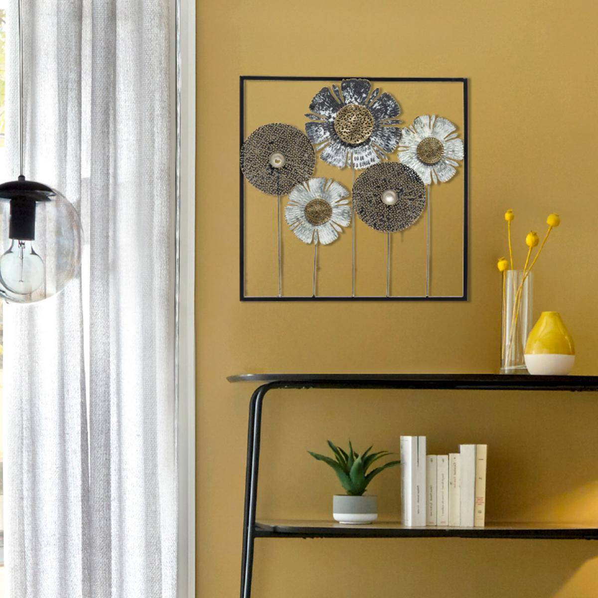 Décoration murale fleurs en métal ajouré FIORE multicolore, ATMOSPHERA