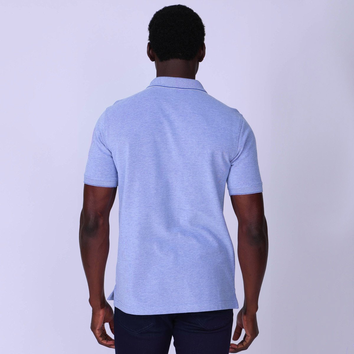 Polo chiné bleu, MISE AU GREEN