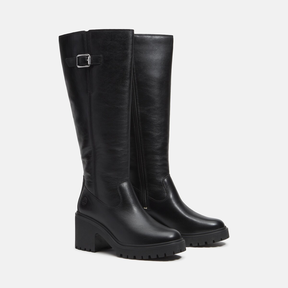 Bottes à talons en cuir Stine Heights Tall Zip Up noir, TIMBERLAND