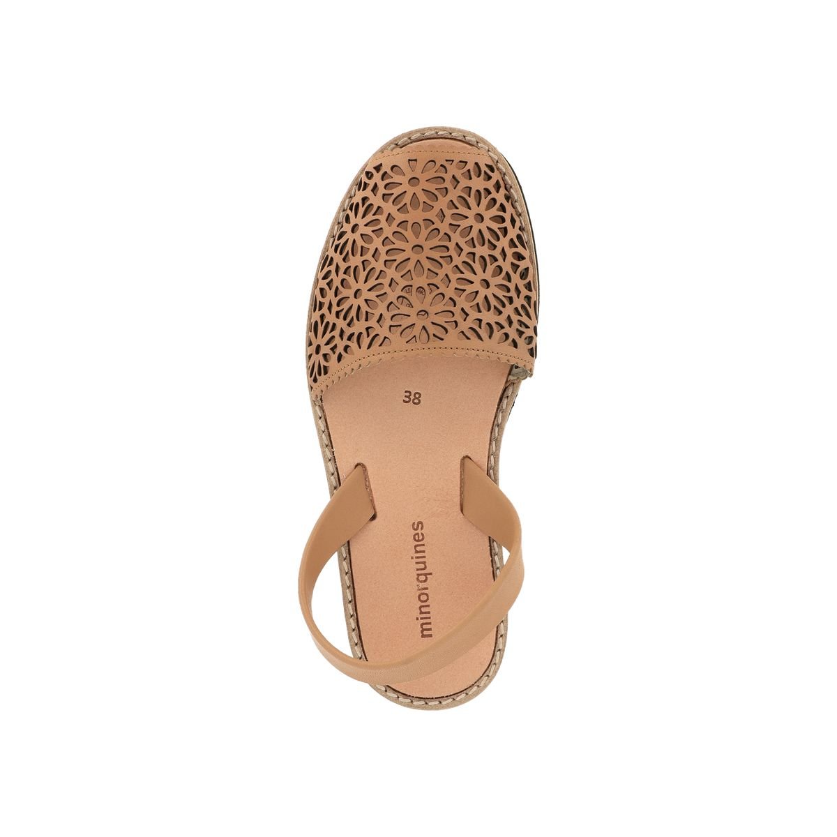Sandales en cuir talon plat  AVARCA  MOUCHARABIEH marron, MINORQUINES