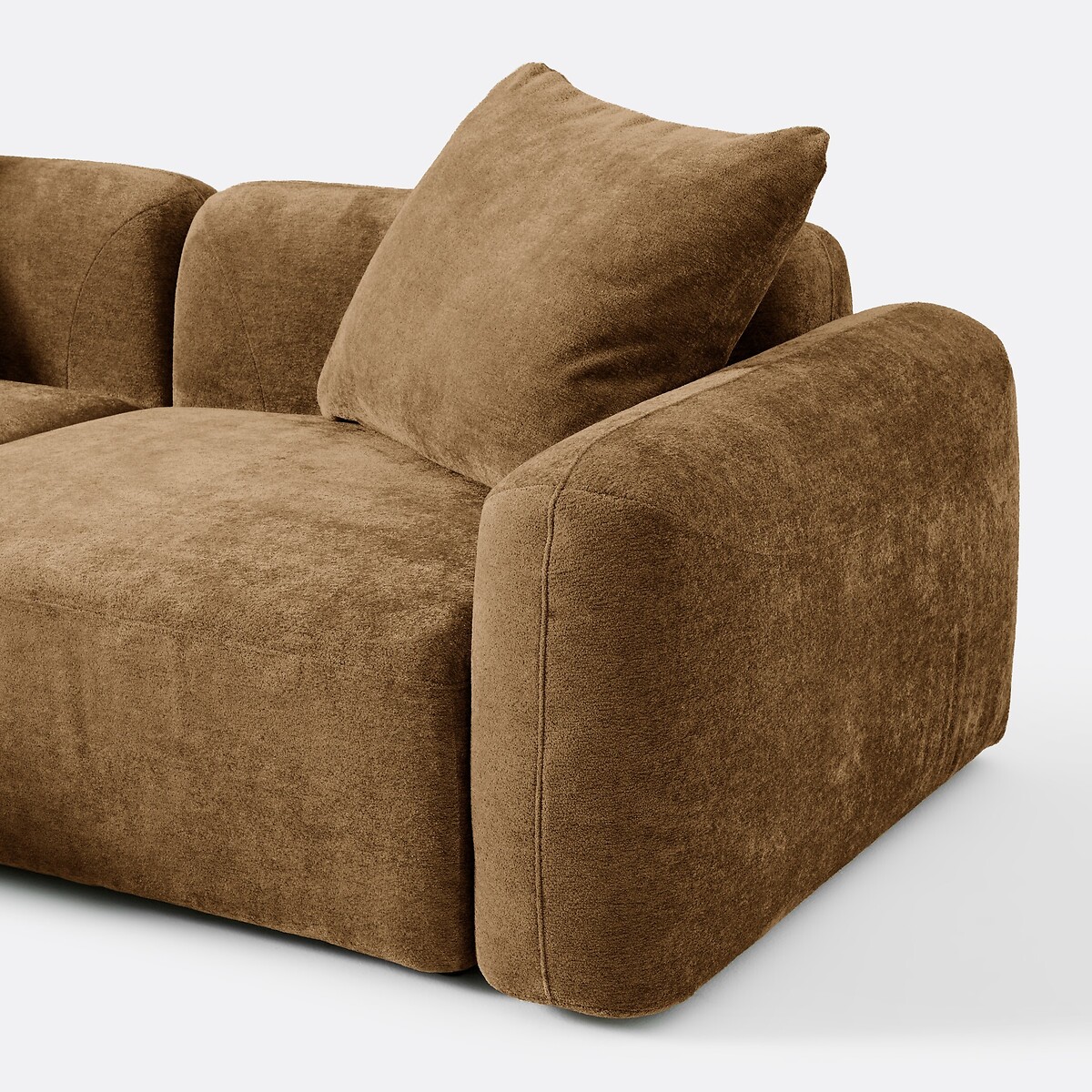 Sofá modular, esquina izquierda, con chaise longue, chenilla jacquard, AMAD bronce , LA REDOUTE INTERIEURS