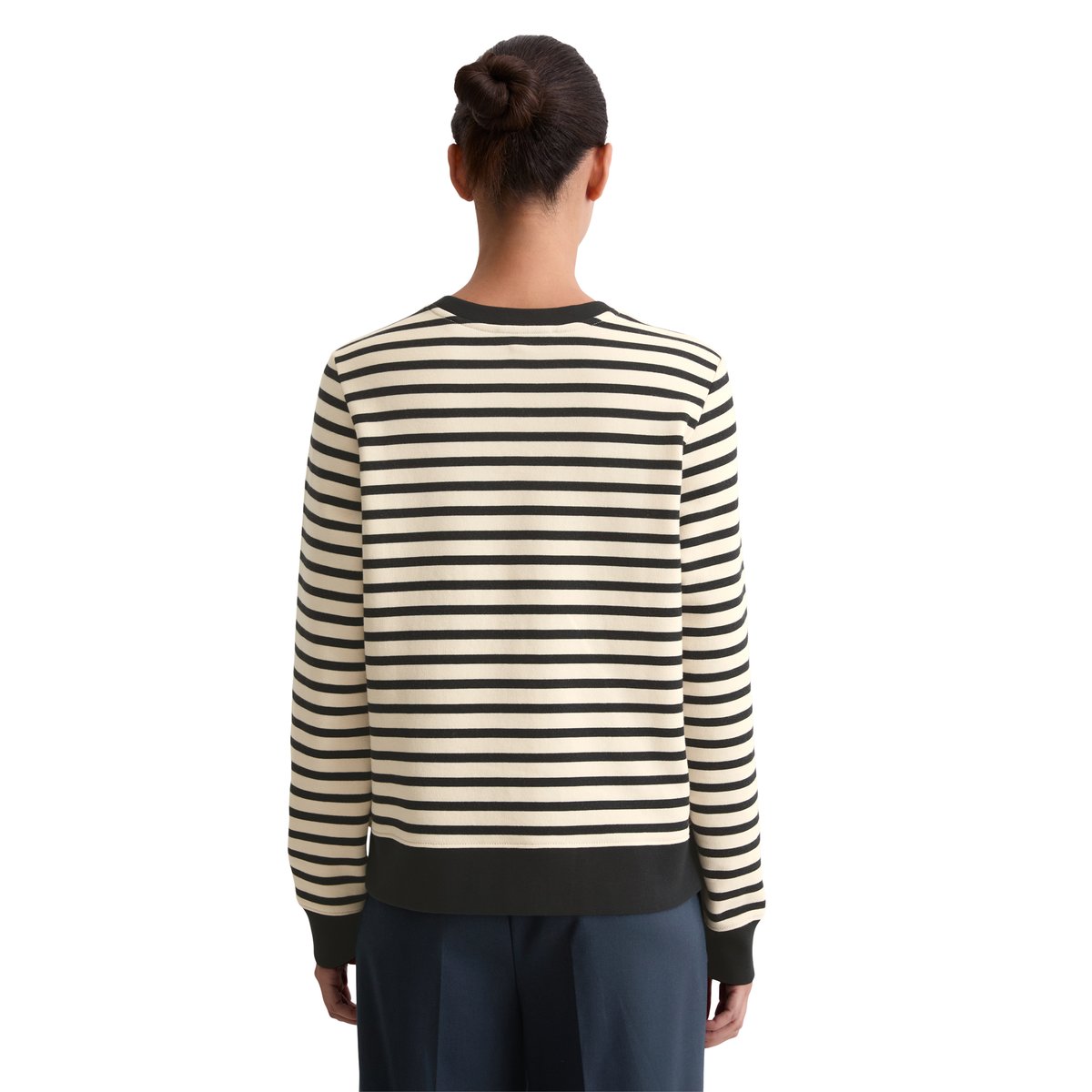Sweat-shirt rayé régulier en coton organique bleu foncé, MARC O'POLO