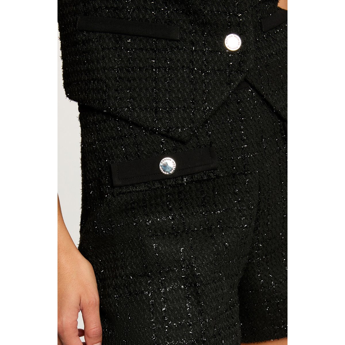 Short ajusté tweed noir, MORGAN