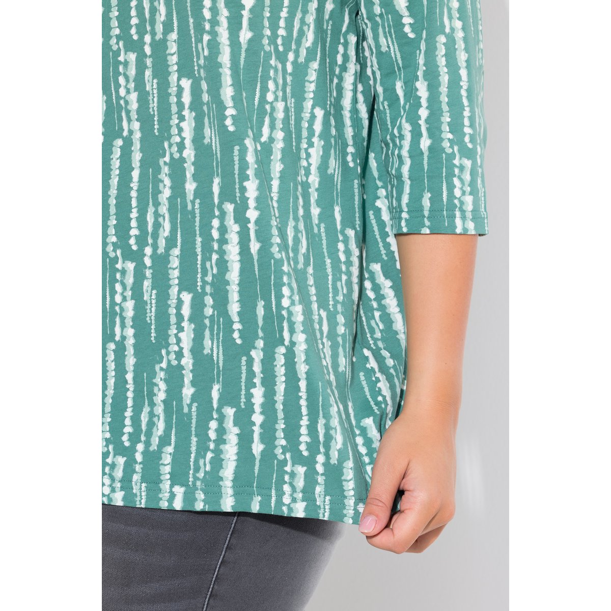 T-shirt avec plis fantaisie vert, ULLA POPKEN