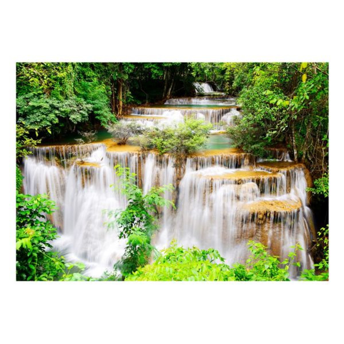 Papier peint intissé panoramique Paysage Thai waterfall vert, EDEN