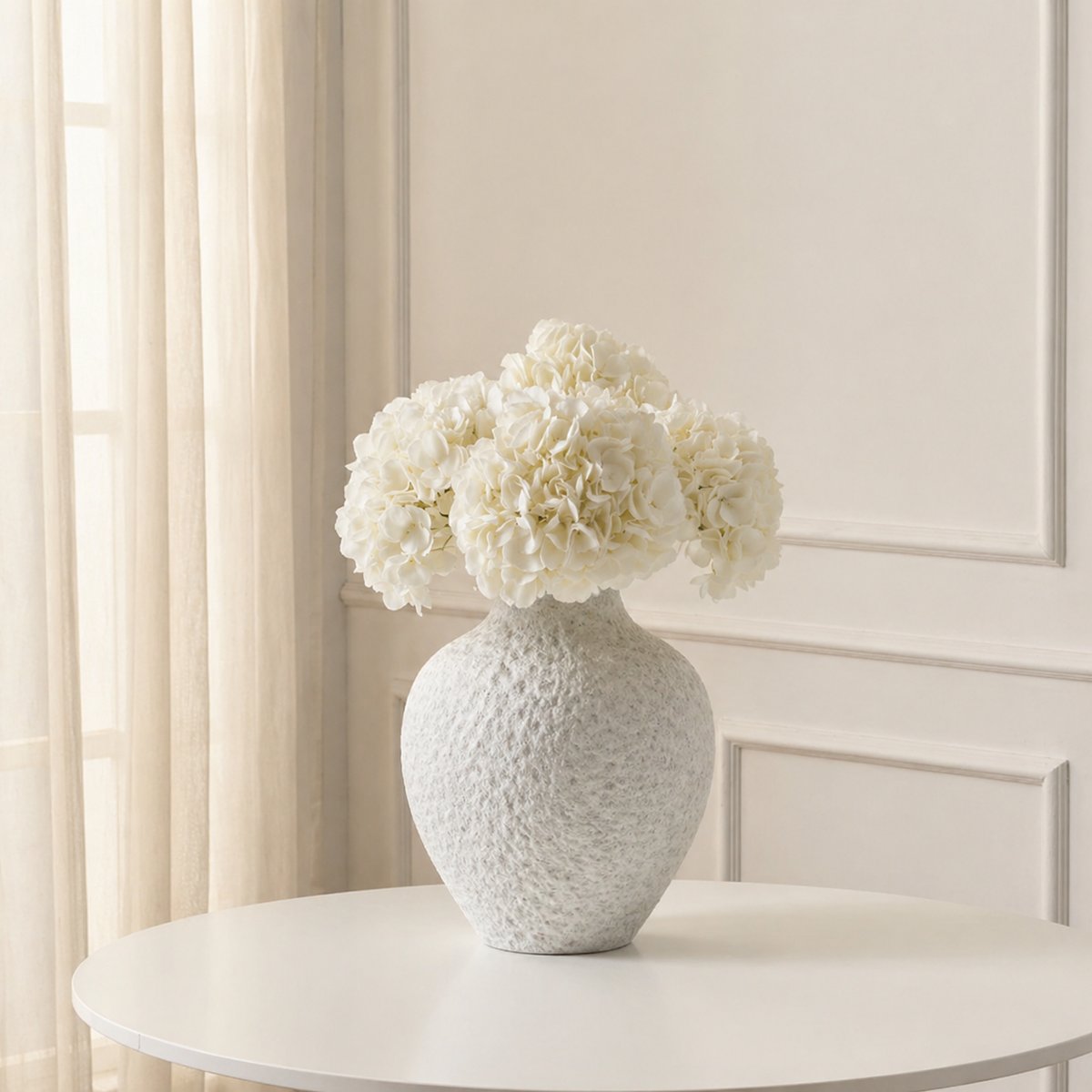 Vase décoratif en céramique artisanale H36 STONE blanc, SIA DECO
