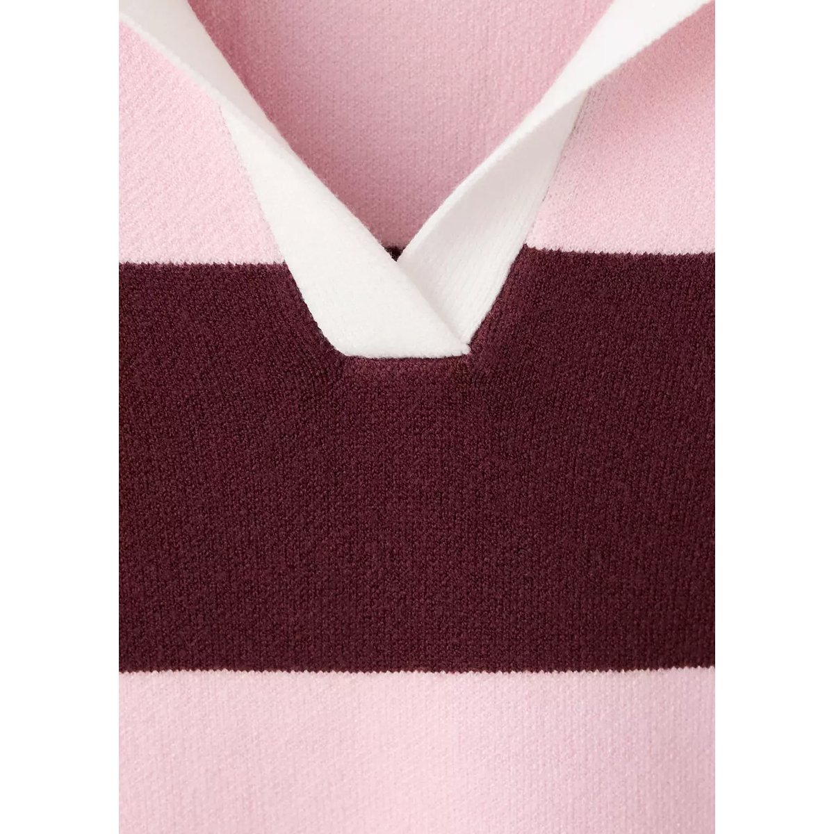 Pull col polo à rayures bordeaux, MANGO TEEN