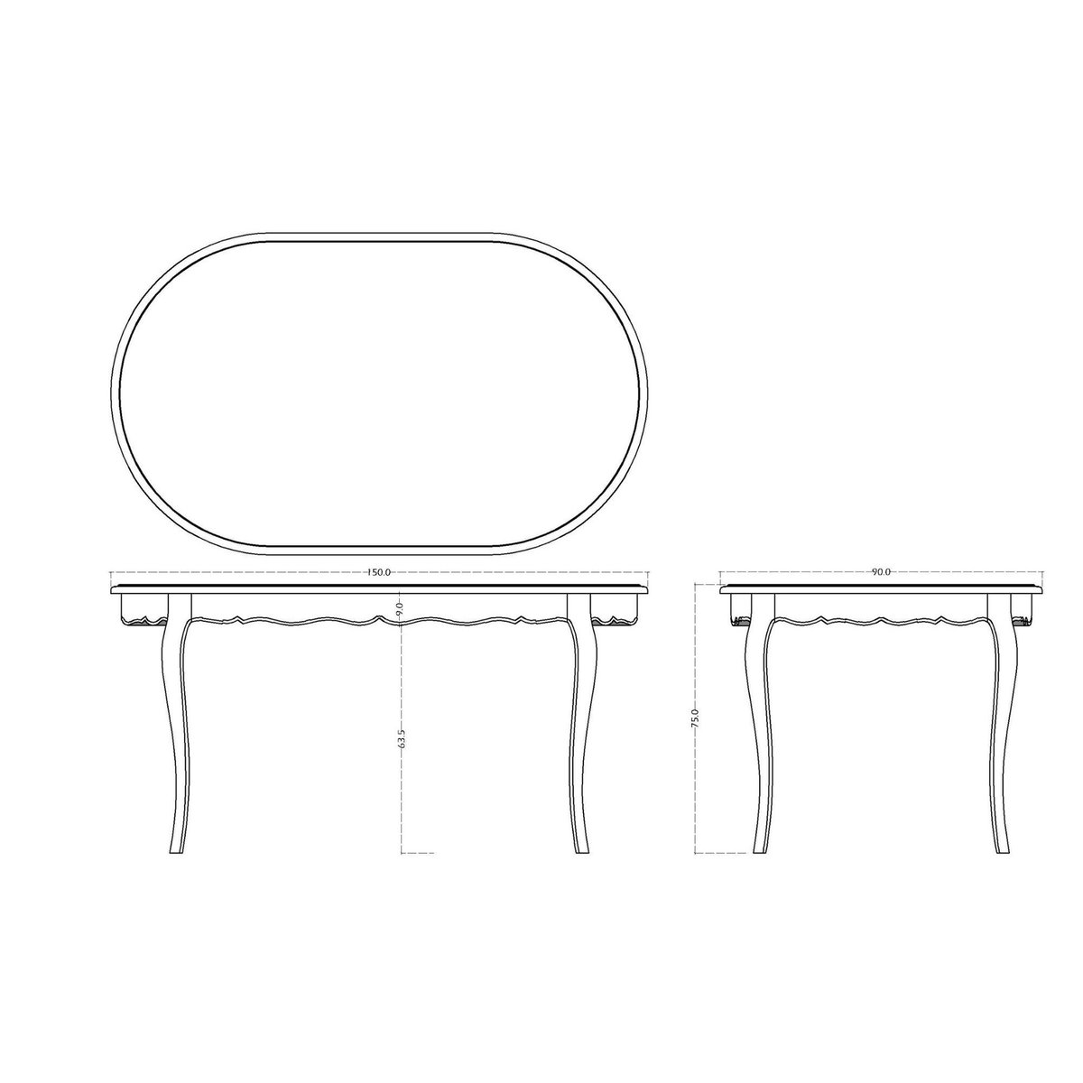 Table de salle à manger ovale L150 - MURIANE blanc, HELLIN, DEPUIS 1862