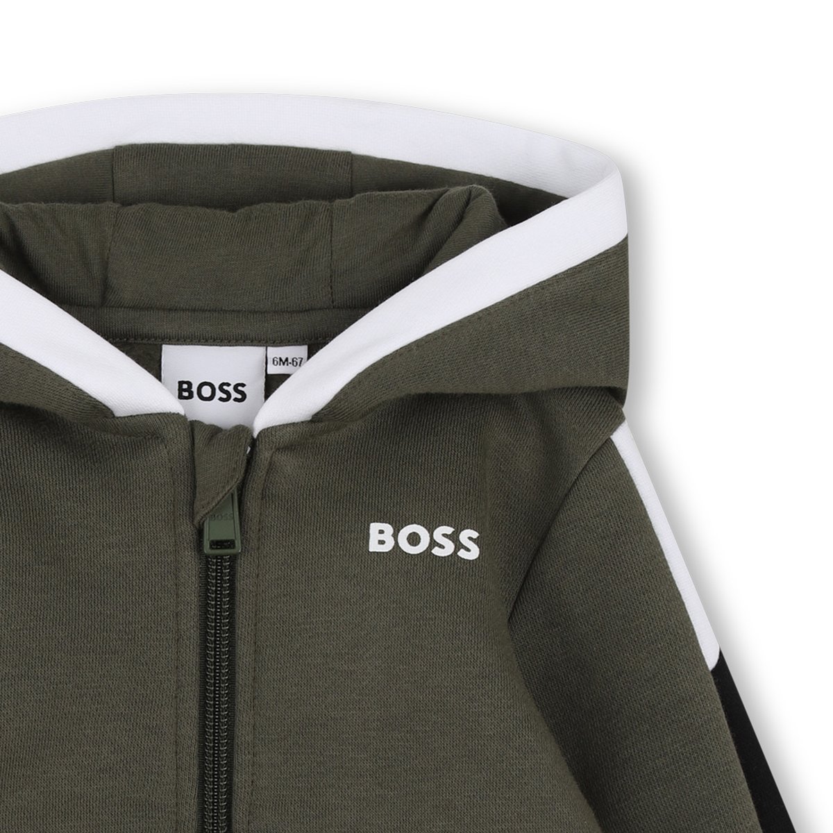 Cardigan à capuche olive, BOSS KIDSWEAR