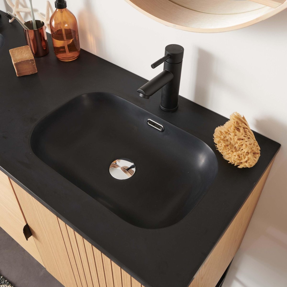 Robinet salle de bain mitigeur bec bas TAP noir, MOB IN
