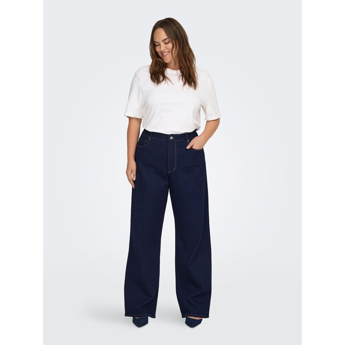 Jean À Jambe Large dark blue denim, ONLY CARMAKOMA