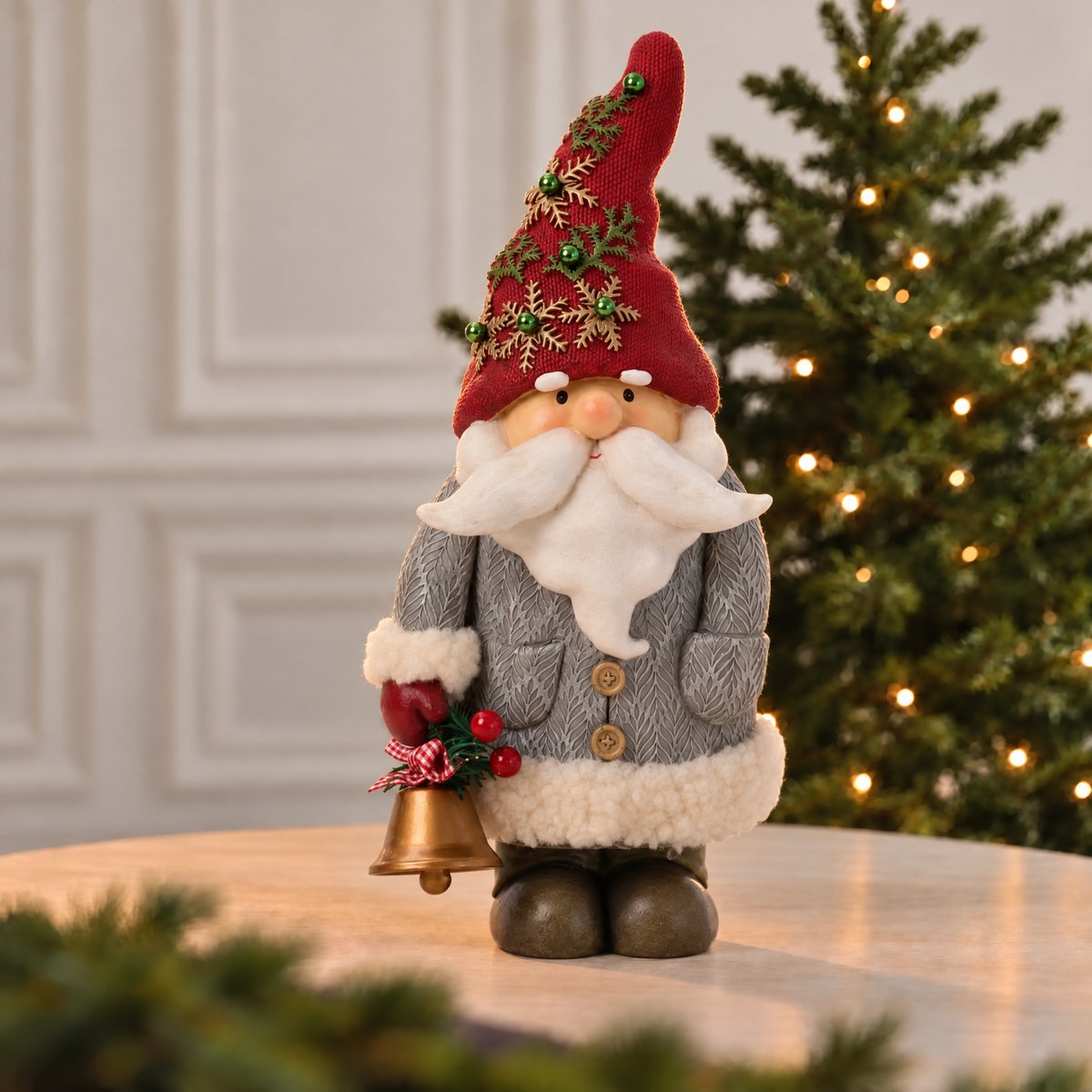 Figurine père Noël à la cloche décorative artificielle H30 NOËL rouge, SIA