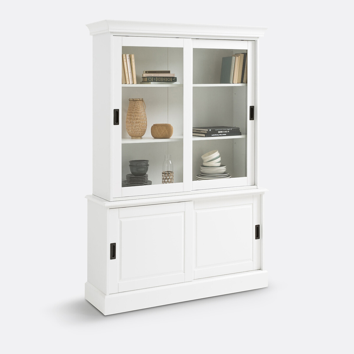 Buffet vaisselier, 2 portes, en pin massif et MDF, AUTHENTIC STYLE blanc, LA REDOUTE INTERIEURS