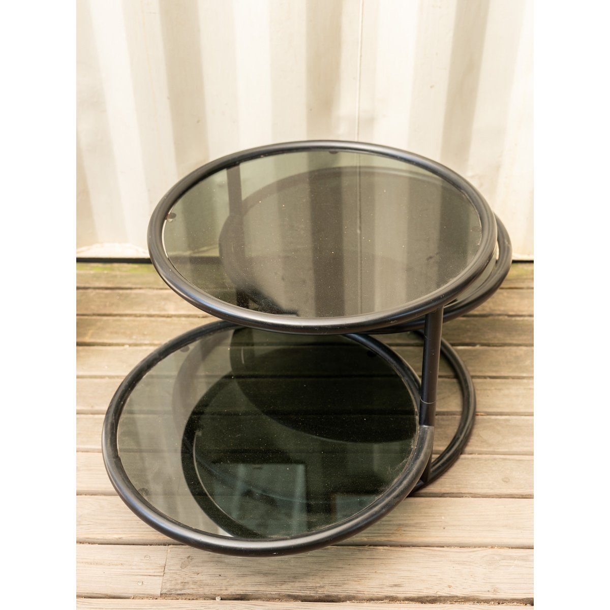 Table basse en métal noir et verre Donna N°1121 - Bon état noir, DEBONGOUT