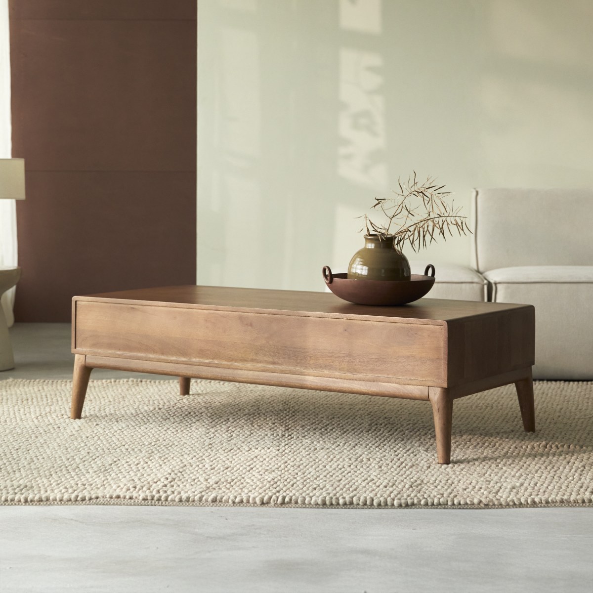 Table basse en Manguier massif, GABRIELLE marron, TIKAMOON