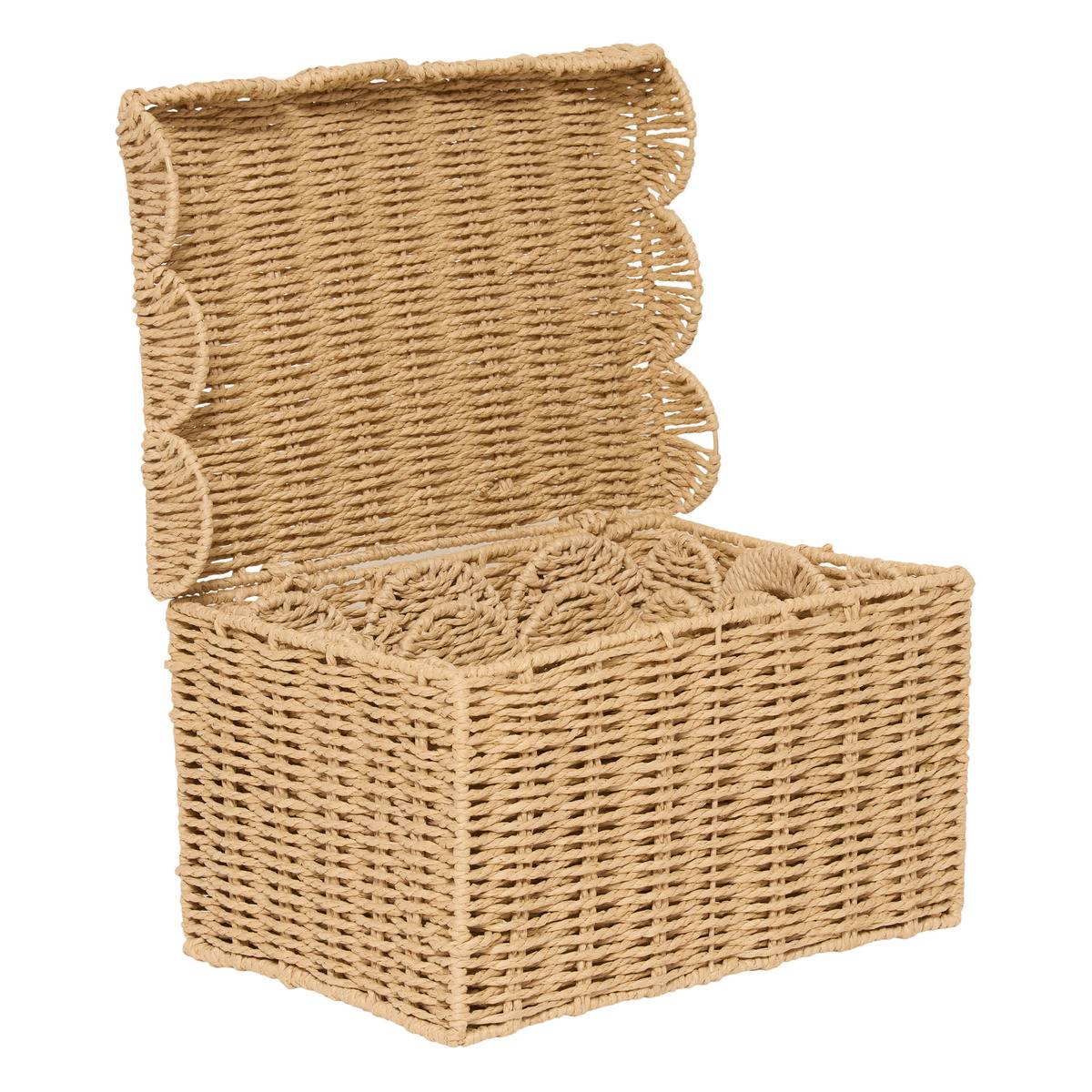 Lot de 3 cagettes rectangulaires en acier CYRIELLE beige, ATMOSPHERA
