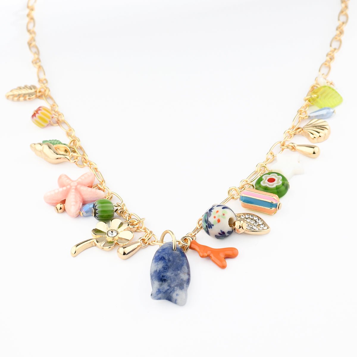 Collier à charms fantaisie poisson en céramique multicolore, BALABOOSTE