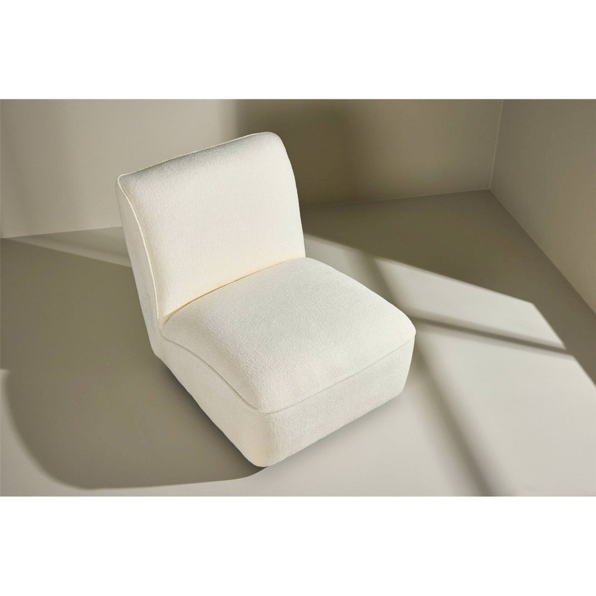 Fauteuil lounge tissu chenille collection MITERTE crème, RECOLLECTION