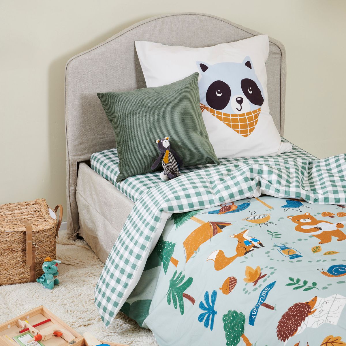 Taie d'oreiller Les Louveteaux - Percale de coton motifs, TRADITION DES VOSGES