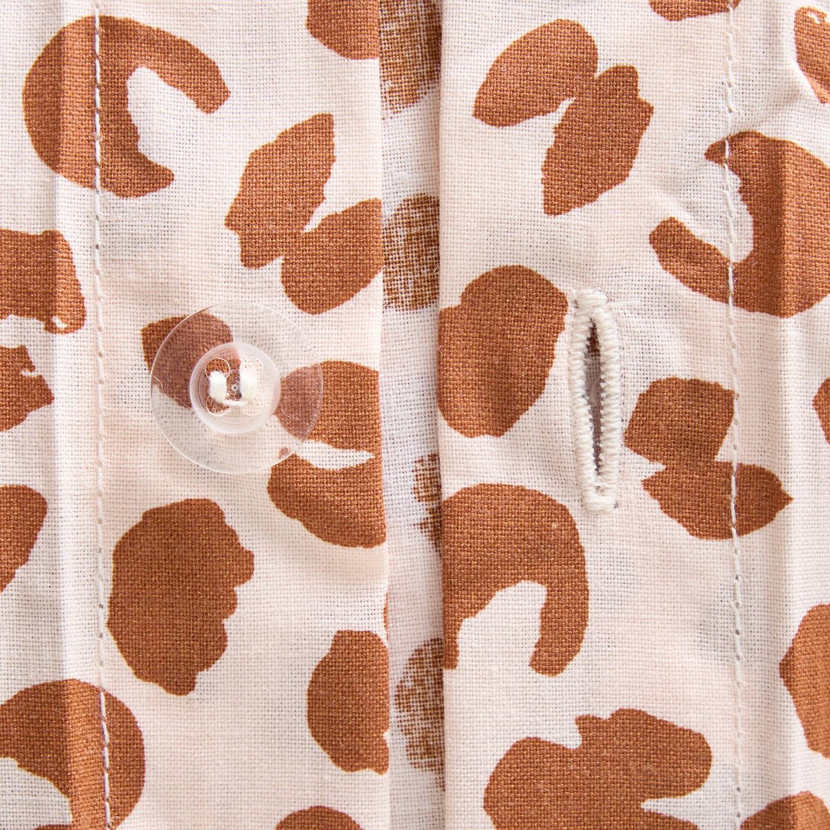 Lot housse de couette et 2 taies carrée 63x63cm imprimée léopard , 100% coton bio GOTS pecan, MONOPRIX