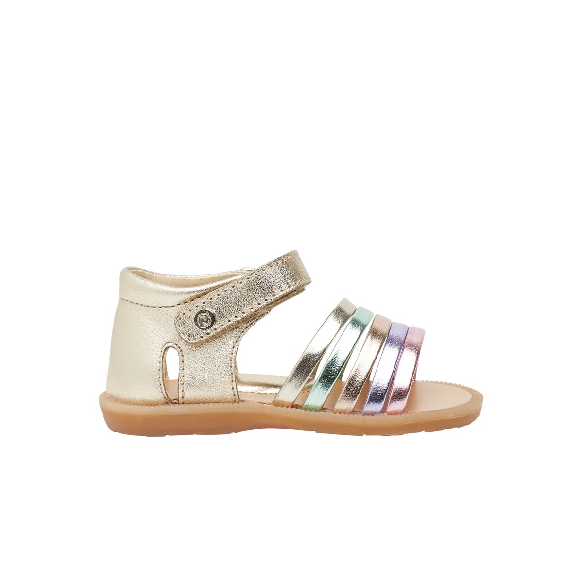 Sandales semi-ouverte en cuir RUBINO platine, NATURINO