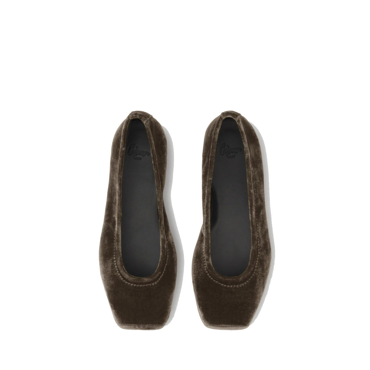 Ballerines plates en velours GEMA marron foncé, CASTANER