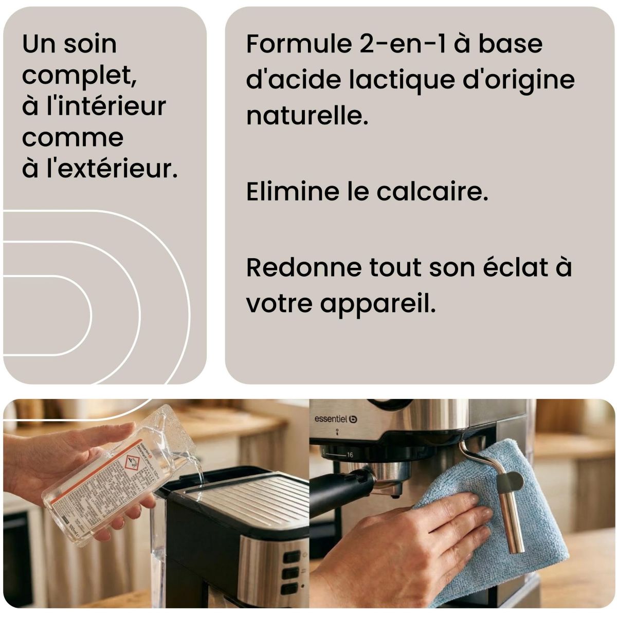 Détartrant Premium 1L multi-appareils, efficace contre le calcaire couleur unique, ESSENTIEL B