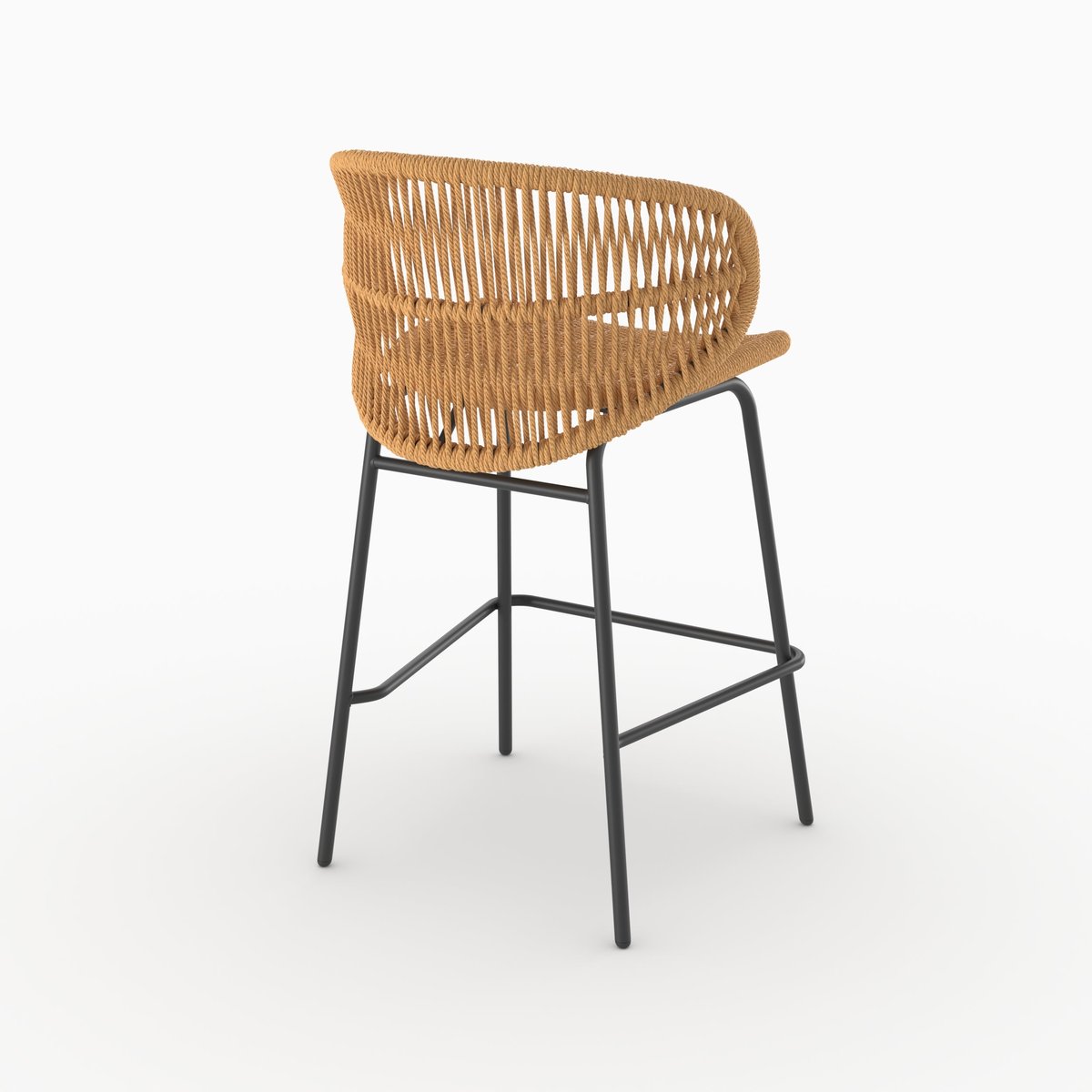 Lot de 2 chaises pour îlot central de jardin 65 cm en rotin synthétique - LARA marron clair, MAISON PAVANE