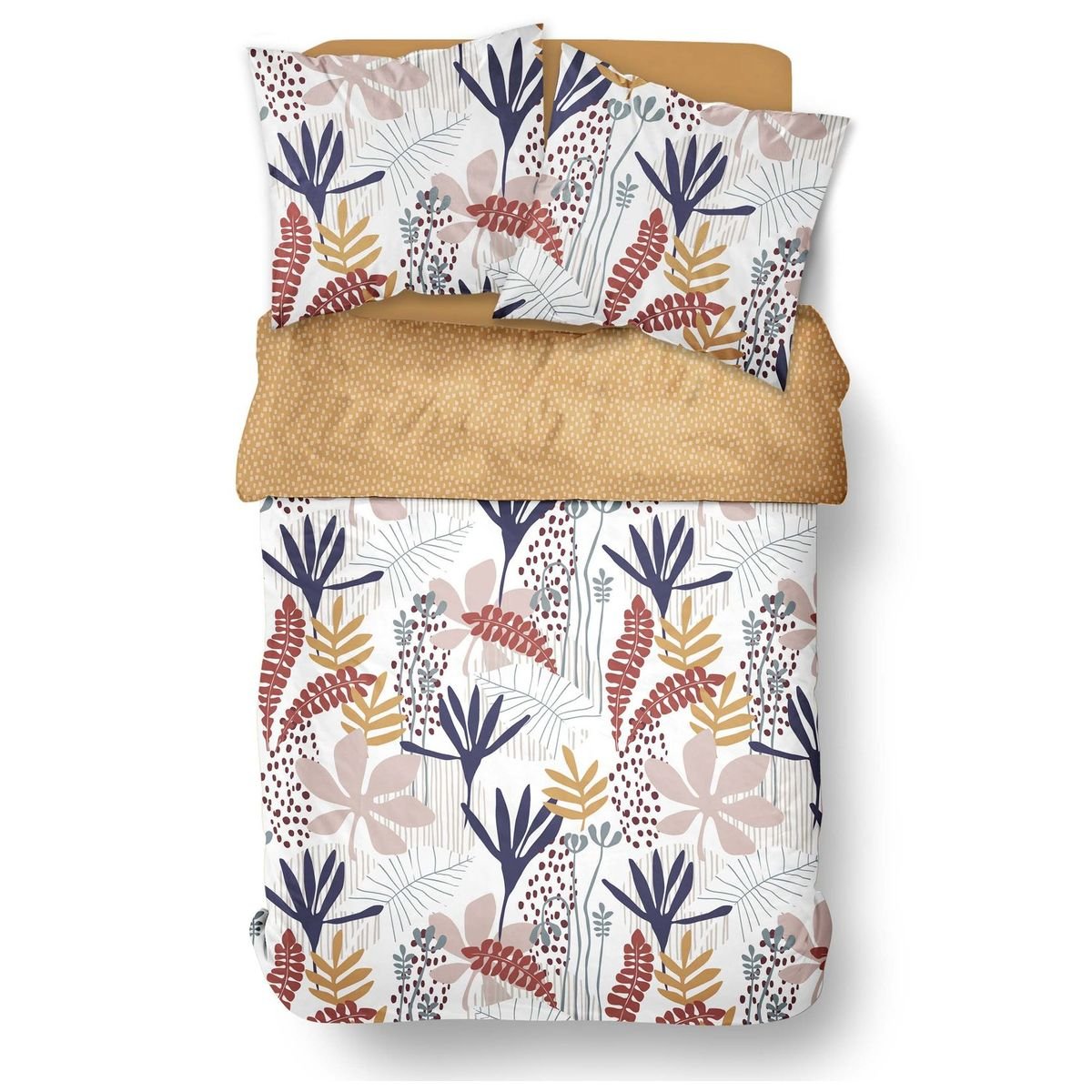 Parure de lit imprimé floral coton SUNSHINE LOU gris, TODAY