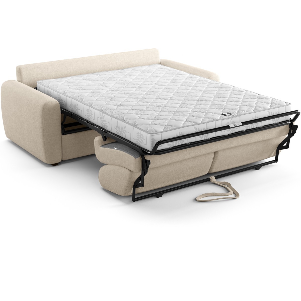 Canapé droit convertible 3 places en tissu chenille - ouverture express - SALVIA beige, HOMIFAB