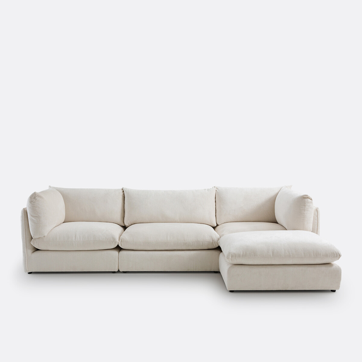 XL-Sesselelement für modulares Sofa MALO, aus Struktursamt ecru, LA REDOUTE INTERIEURS