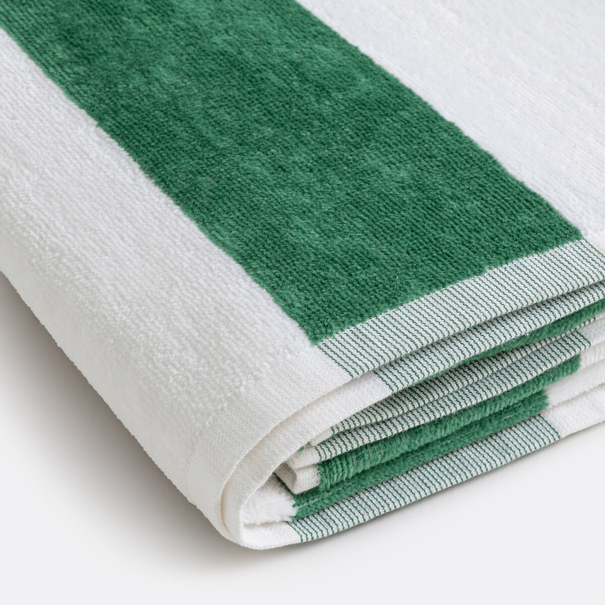 Hendaye Striped Velour Beach Towel green/white, LA REDOUTE INTERIEURS