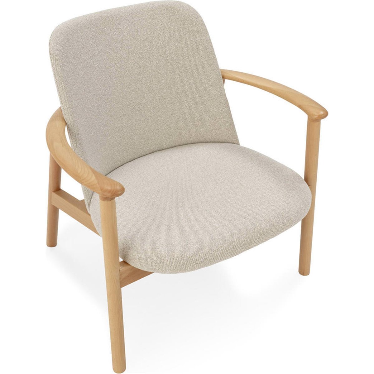 Fauteuil scandinave en hêtre et tissu naturel et gris, RECOLLECTION