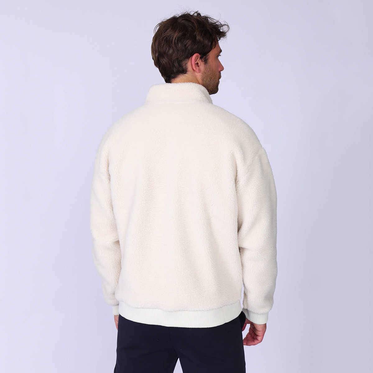 Polaire col camionneur blanc casse, MISE AU GREEN