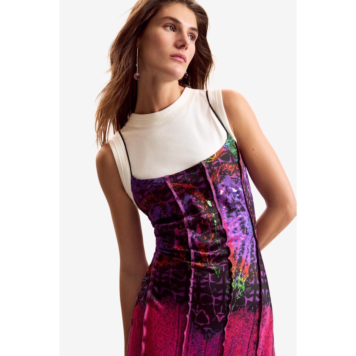 Robe combinée conçue par mr. christian lacroix rouge, DESIGUAL