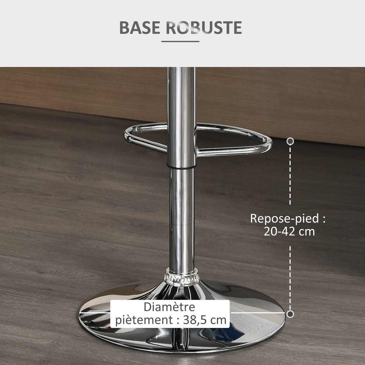 Tabouret de bar Lin Gris gris, argent, HOMCOM