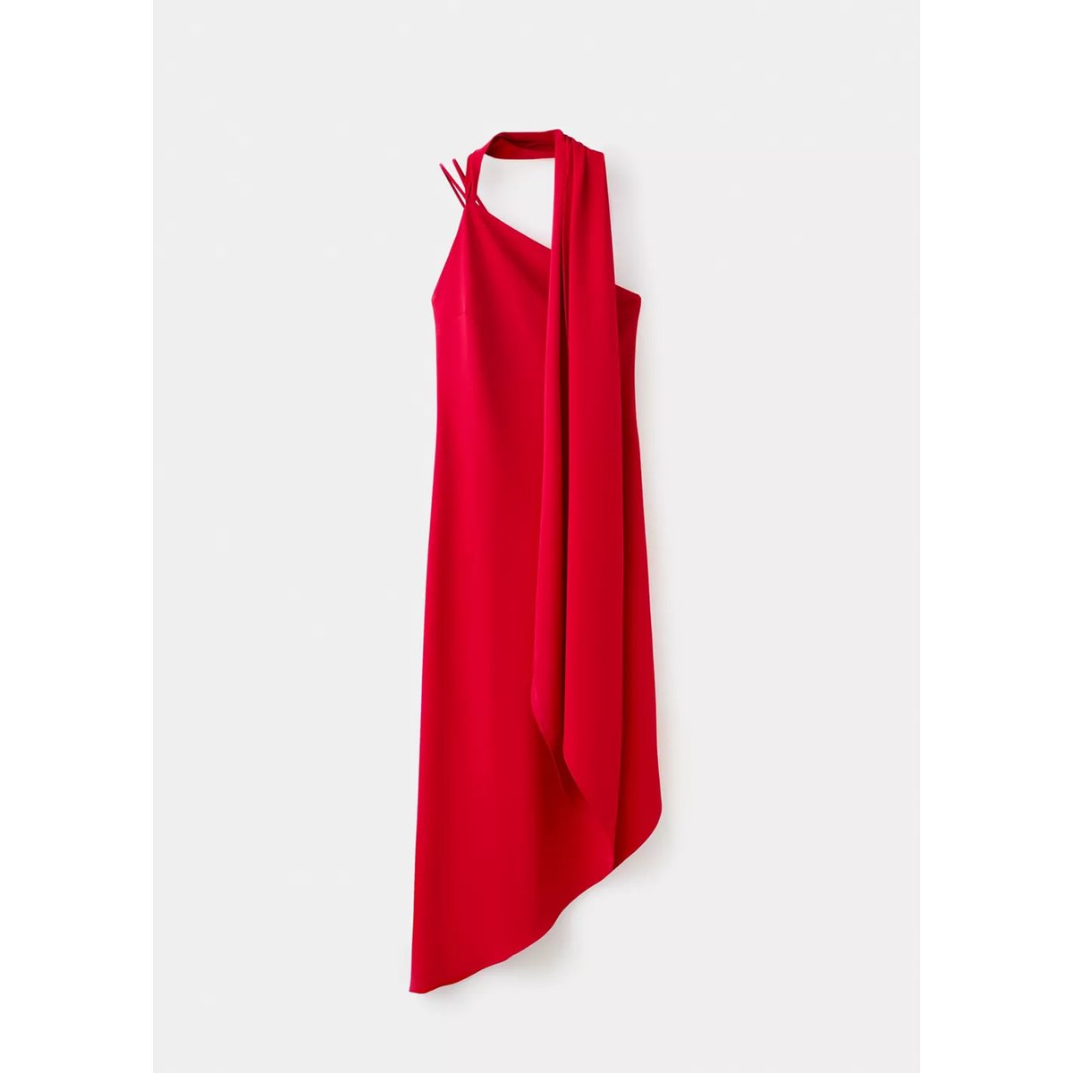 Robe asymétrique foulard rouge, MANGO