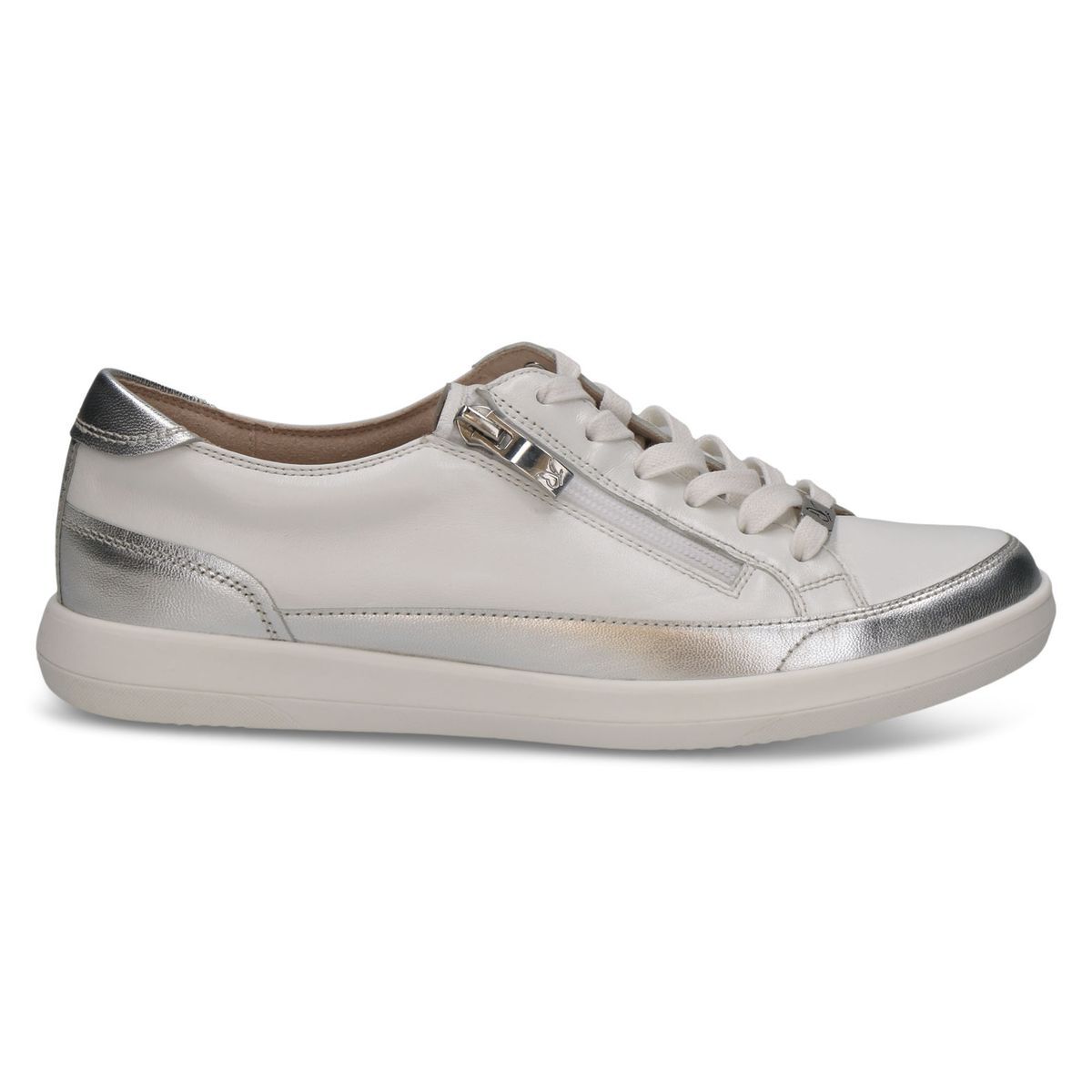 Basket en cuir blanc menthe, CAPRICE